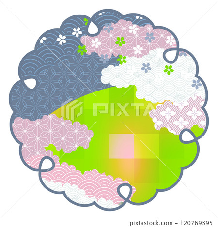 日式新年賀卡櫻花圖標 日式新年賀卡櫻花圖標 120769395