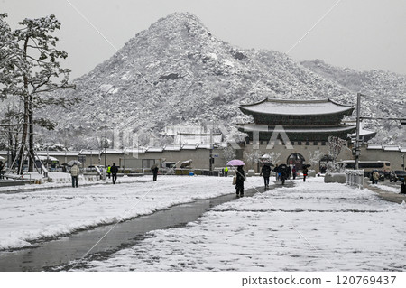 Winter in Seoul with Snow 120769437