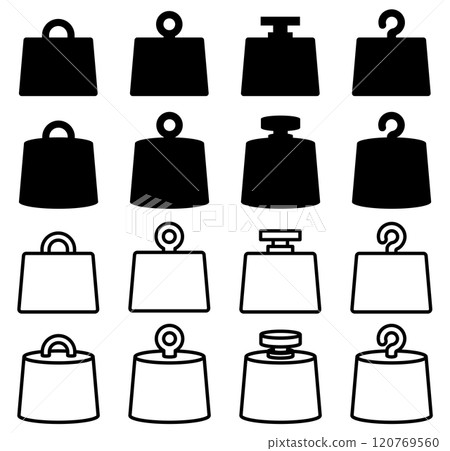 Vector illustration set of weights of various shapes 120769560