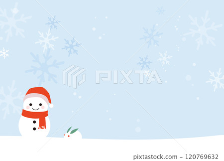 雪人和雪兔在冬天互相問候的插圖 雪人和雪兔在冬天互相問候的插圖 120769632