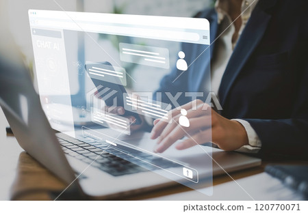 Human interact with AI artificial intelligence virtual assistant EIDE 120770071