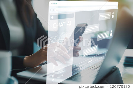 Human interact with AI artificial intelligence virtual assistant EIDE 120770120