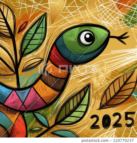 Adorable Snake Illustration for 2025 with Generative AI. 120770237
