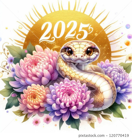 Adorable Snake Illustration for 2025 with Generative AI. 120770419