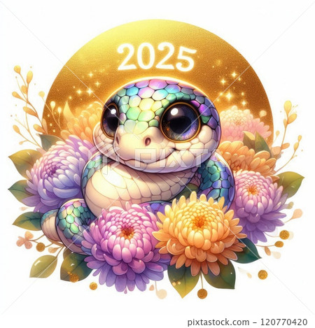 Adorable Snake Illustration for 2025 with Generative AI. 120770420