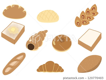 Illustration set of various bread Illustration set of various bread 120770483