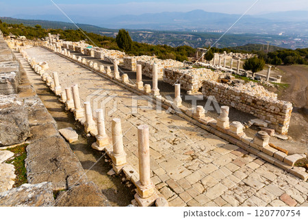 Preserved colonnade of Agora in ancient settlement of Kibyra in Turkey Preserved colonnade of Agora in ancient settlement of Kibyra in Turkey 120770754