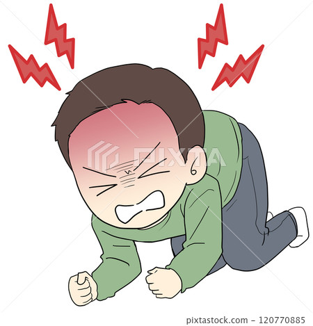一個男人蹲下來後悔漫畫的標誌 一個男人蹲下來後悔漫畫的標誌 120770885