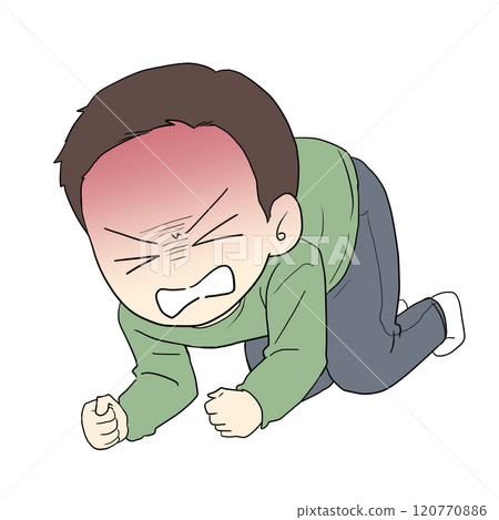 一個男人沮喪地蹲下 120770886