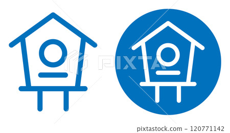 Bird nest box icon blue 120771142