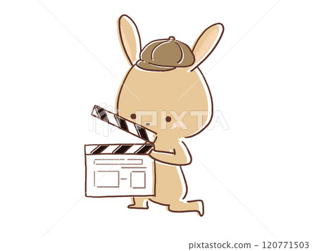 一隻兔子與場記板的插圖 120771503