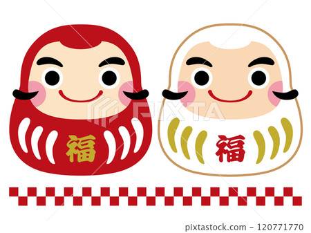 Good luck daruma illustration red and white set / smiling face 120771770