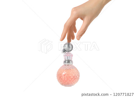 PNG, Cosmetics, new year. perfume with Christmas toys, isolated on white background. 120771827