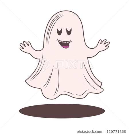 Cute Scary Horrible Ghost Horror Cartoon Character Wearing White Cloth 120771868