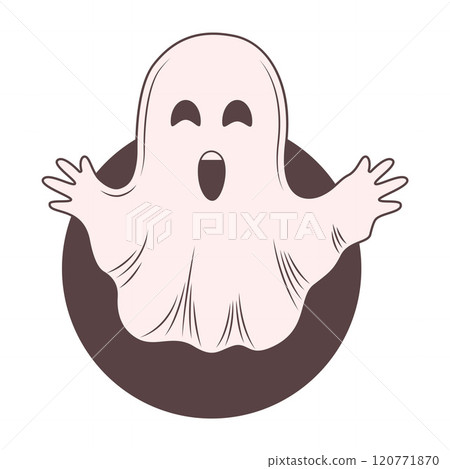Cute Scary Horrible Ghost Horror Cartoon Character Wearing White Cloth 120771870
