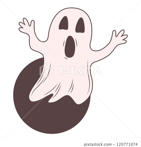 Cute Scary Horrible Ghost Horror Cartoon Character Wearing White Cloth 120771874