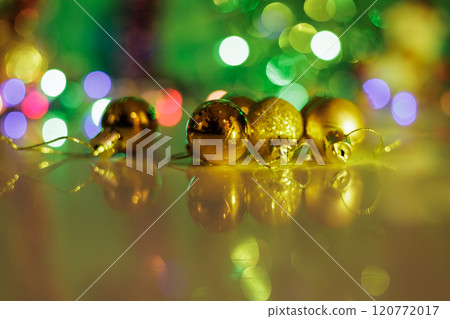 Floating focus, from front to back. multi-colored flashing blurry lights of a garland, Floating focus, from front to back. multi-colored flashing blurry lights of a garland, 120772017