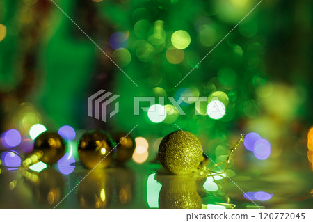 Christmas tree decorated with toys. 120772045