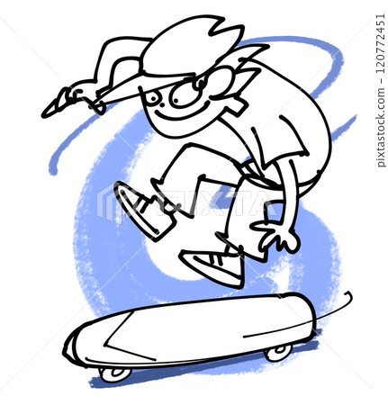 Boy riding skateboard 120772451