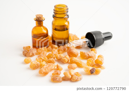 Frankincense or olibanum aromatic resin isolated on white background used in incense and perfumes. 120772790