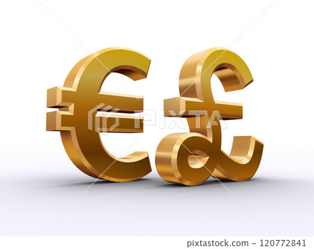 3D currency symbols, euro and pound 120772841