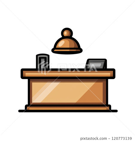 Bold Reception Desk Icon with Thick Lines and Minimalist Desk Design Bold Reception Desk Icon with Thick Lines and Minimalist Desk Design 120773139