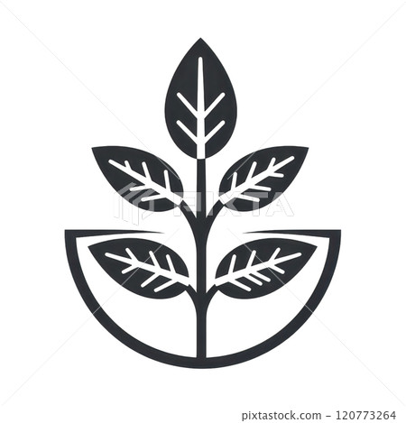 Minimalist Eco Friendly Leaf Icon with Thin Lines for Sustainable Design 120773264