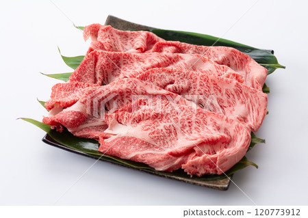 Wagyu beef shoulder loin for sukiyaki Wagyu beef shoulder loin for sukiyaki 120773912