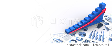 商業材料和上升的 3D 圖、業務成長圖像 商業材料和上升的 3D 圖、業務成長圖像 120773951
