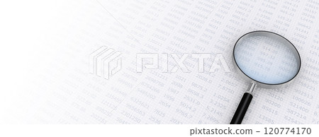 Examining numerical data with a magnifying glass Examining numerical data with a magnifying glass 120774170