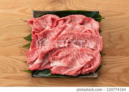 Wagyu beef shoulder loin for sukiyaki 120774184