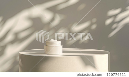 Cosmetic cream in a glass jar. Skin care concept. Background for beauty products 120774311