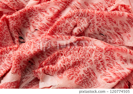 Wagyu beef shoulder loin for sukiyaki Wagyu beef shoulder loin for sukiyaki 120774505