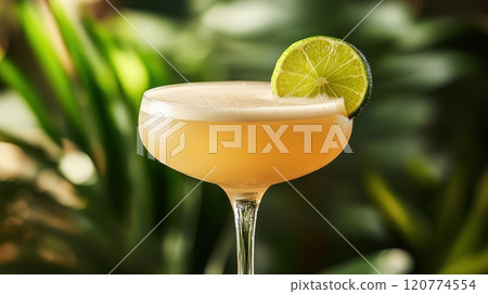 Close Up of a Refreshing Margarita Cocktail with Condensation on the Glass 120774554