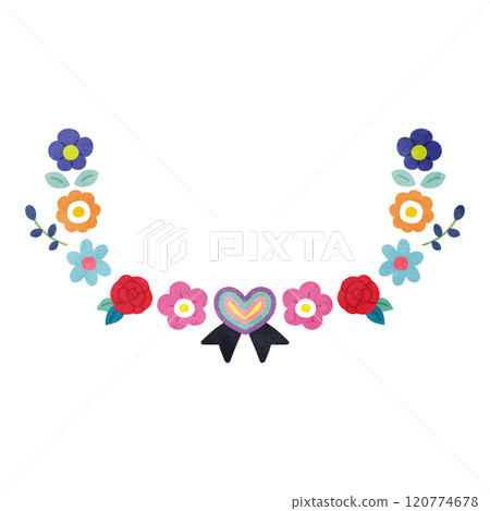 Cute colorful hearts and flowers frame Cute colorful hearts and flowers frame 120774678