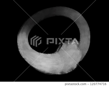 Smudged silver circle on black background, brush strokes Smudged silver circle on black background, brush strokes 120774716