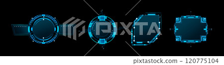 Hud ui game frame. Tech interface screen element Hud ui game frame. Tech interface screen element 120775104