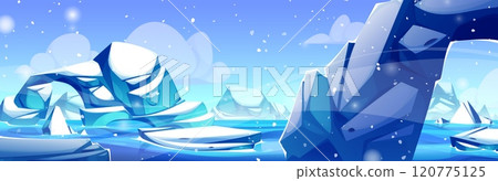 Nordic sea landscape with iceberg and glacier 120775125