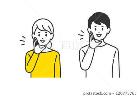 Set of young men and women/couples making a calling pose [People vector illustration material] 120775765