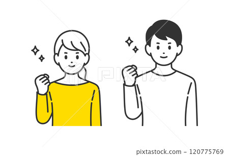 Set of young men and women/couples doing fist pumps [People vector illustration material] 120775769