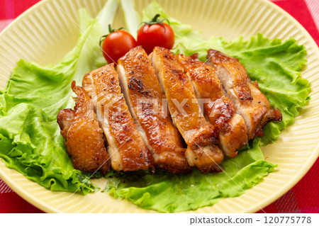 Teriyaki chicken steak made from chicken thighs 120775778