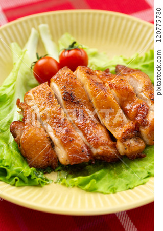 Teriyaki chicken steak made from chicken thighs 120775780