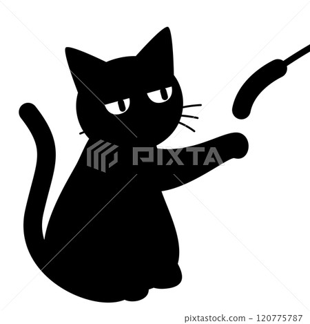 Illustration of a cat playing with a cat toy 120775787