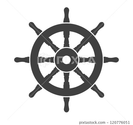 Ship rudder icon symbol shape. Ship helm logo sign. vessel Steering wheel silhouette. Vector illustration image. Isolated on white background. Ship rudder icon symbol shape. Ship helm logo sign. vessel Steering wheel silhouette. Vector illustration image. Isolated on white background. 120776051
