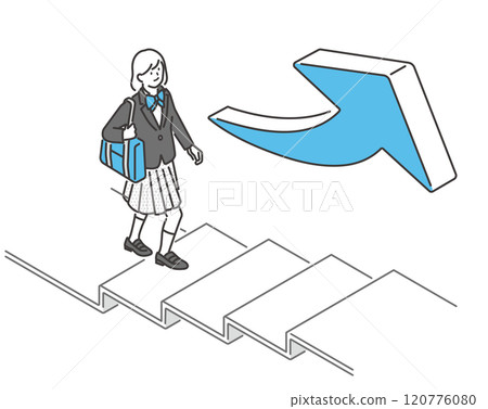 Stepping up female student vector material 120776080