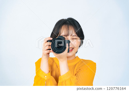 拿相機的女人 相機女孩 拿相機的女人 相機女孩 120776164