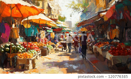 A glimpse of everyday cultural life at a local market 120776385