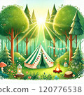 森林裡可愛的樹木的插圖 120776538