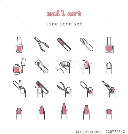 nail art line icon set 120776542