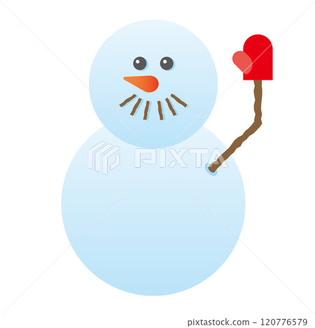 日式兩層雪人揮手的插圖 120776579